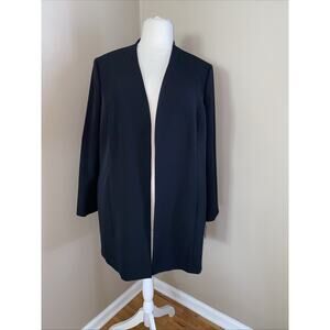 KASPER BLACK LONG LINED OPEN BLAZER JACKET POCKETS CAREER PLUS SIZE 20W
